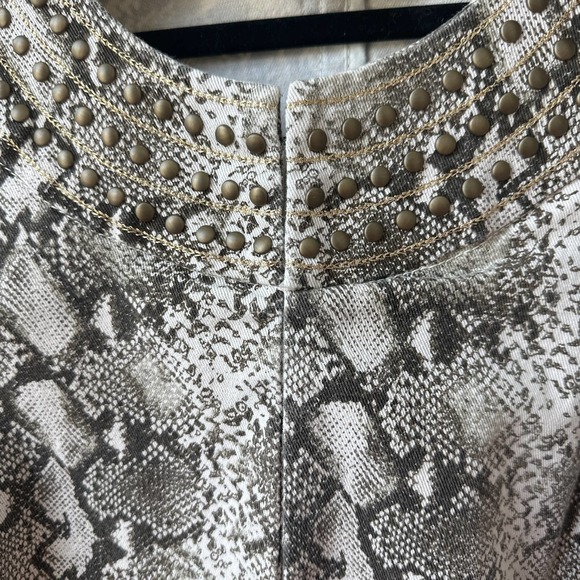 Additions by Chico's Sz. 3 (16) Studded Snake Reptile Print Hook Closure Jacket - Picture 5 of 6